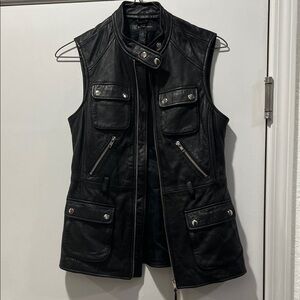 INC International Concepts Black Leather Vest